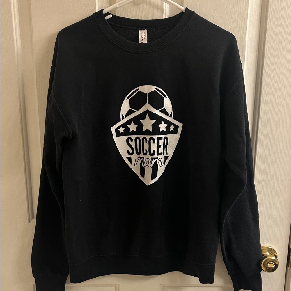Jerzees Black Soccer Mom Women's Crewneck Sweater